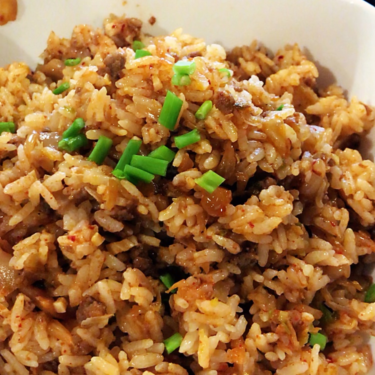 Kimchi Ground Beef Fried Rice