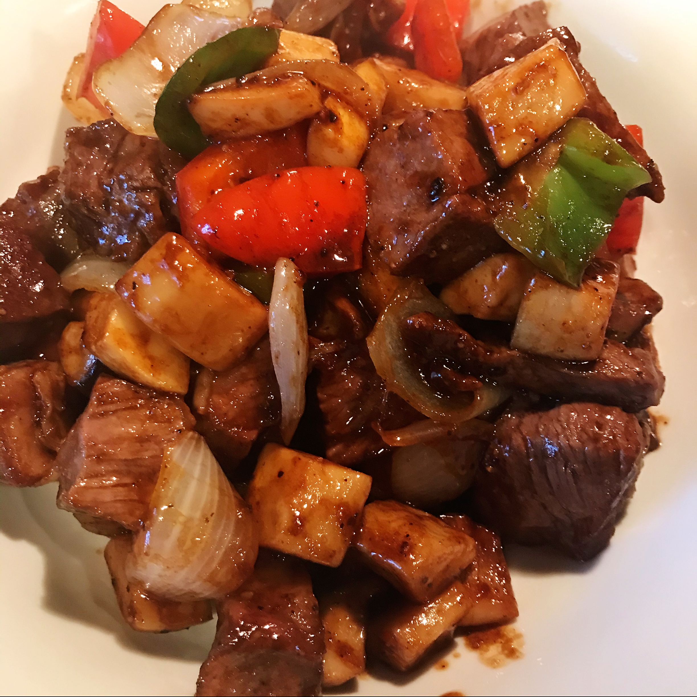King Oyster Mushroom and Steak spiced with Black Pepper AirGO recipes