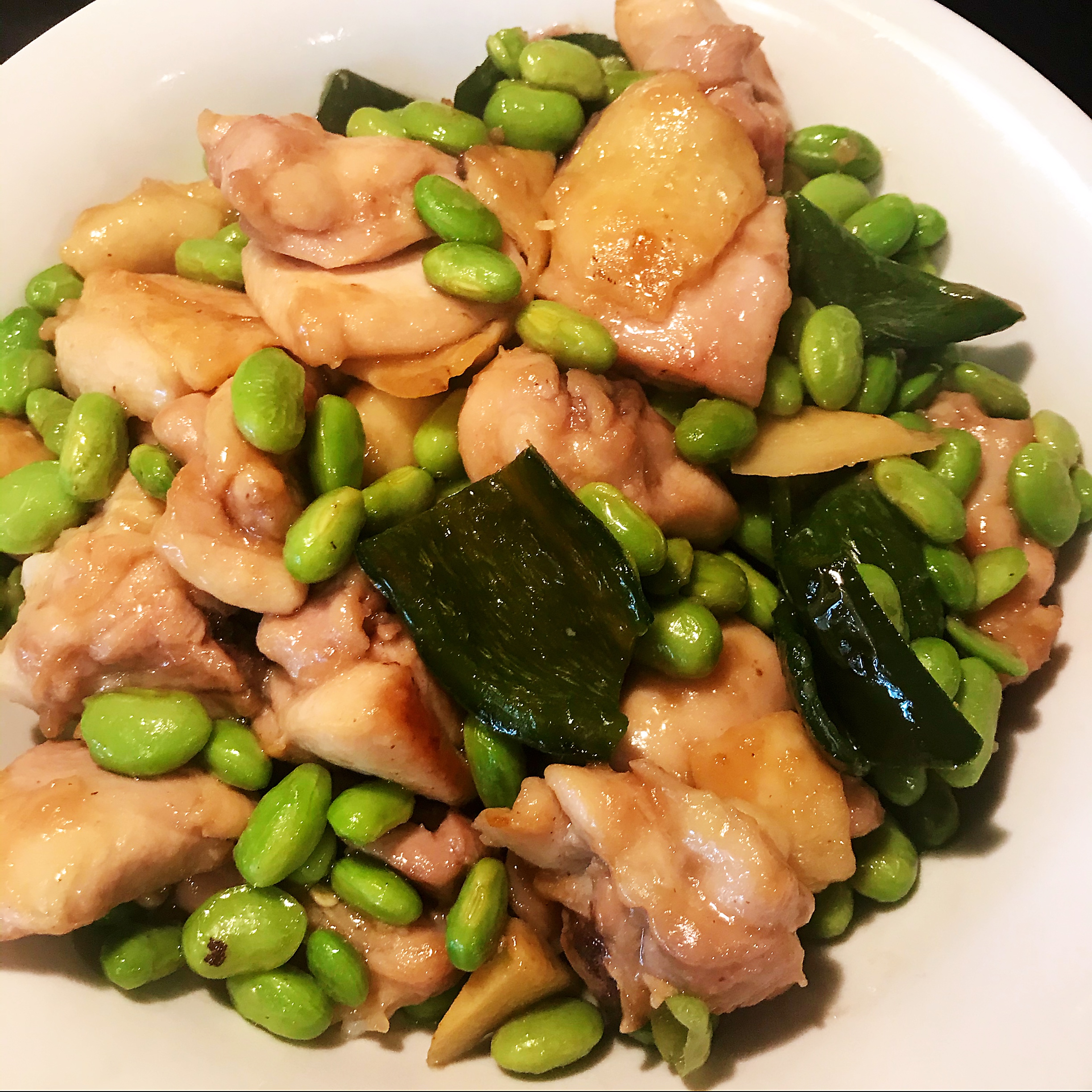 Edamame bean, pepper grilled chicken thighs – AirGO recipes by EZCuisine