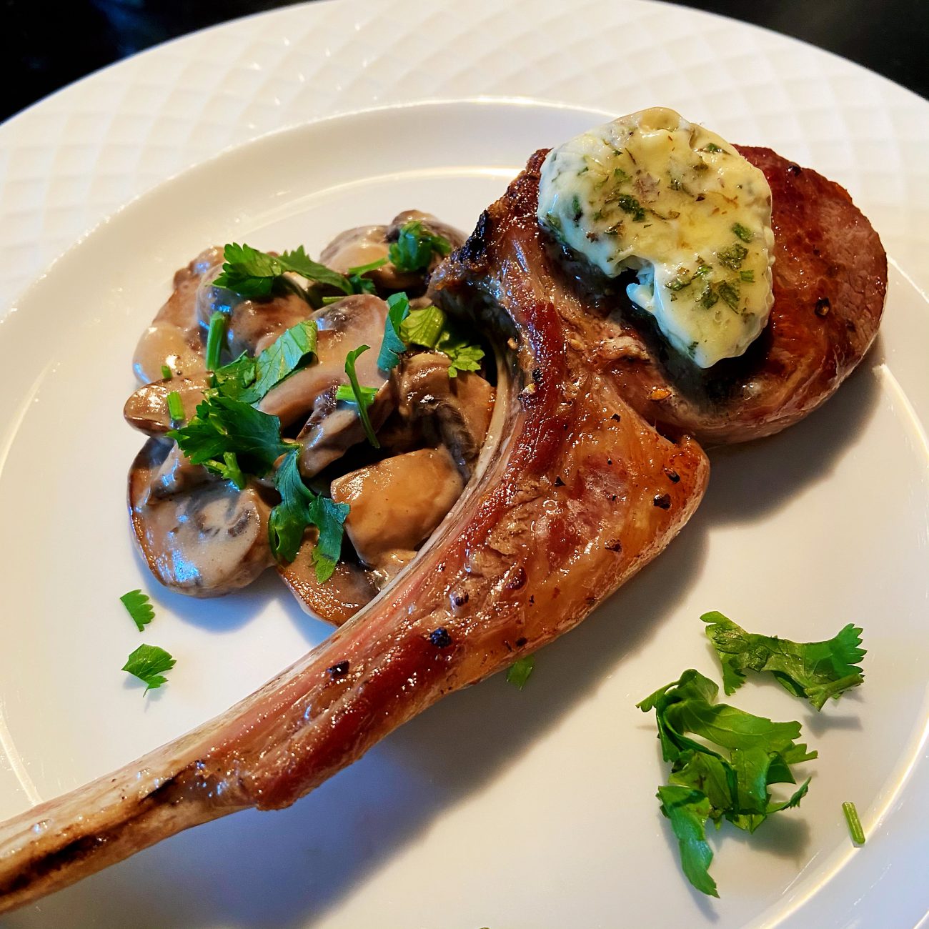Grill Lamb chop with Rosemary garlic butter